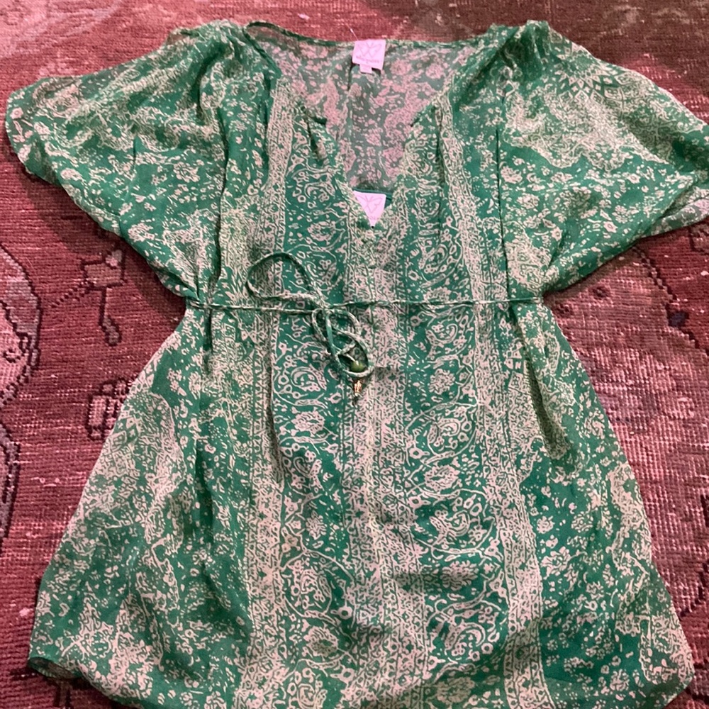 Ella Moss silk short sleeve blouse size M